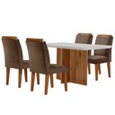 Ver imagem 2 de Sala de Jantar Mesa Olímpia 120cm Mdf Vidro Canto Copo com 4 Cadeiras Athenas Moderna
