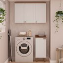 Ver imagem 1 de Kit Área de Serviço com 2 Módulos com Portas Provençais para Lavanderia 100% MDF Branco