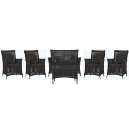 Jogo Sofá 4 Poltronas e Mesa Igapó Preta E9 Trama Original Preto - 1