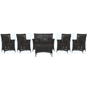 Jogo Sofá 4 Poltronas e Mesa Igapó Preta E9 Trama Original Preto