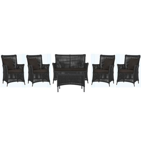Jogo Sofá 4 Poltronas e Mesa Igapó Preta E9 Trama Original Preto