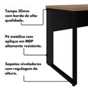 Ver mais imagens de Mesa Escritório Diretor 150cm Tampo Pé Quadro Amadeirado Claro e Preto Yescasa Marrom