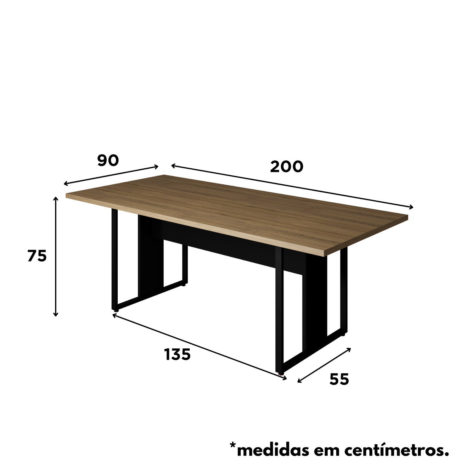 Mesa Reunião Pé Metálico 2000cm X 900cm - 12