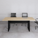 Ver imagem 1 de Mesa Reunião 6 Lugares Pé Painel 200x90cm Yescasa Marrom/Amadeirado Claro/Preto