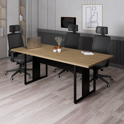 Mesa Reunião 6 Lugares Pé Painel 200x90cm Yescasa