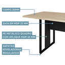 Ver imagem 4 de Mesa Reunião 6 Lugares Pé Painel 200x90cm Yescasa Marrom/Amadeirado Claro/Preto