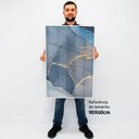 Ver imagem 2 de Quadro Decorativo Caixa Alta com Vidro Abstrato Mármore Azul Clean TaColado Moldura Madeira 90 x 60c