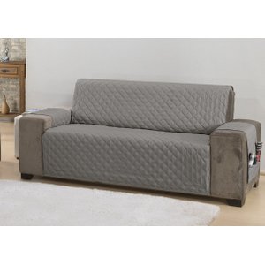 Capa Protetor de Sofá 4 Lugares Classic Face Única Assento 2,20m Decorativo:Cinza