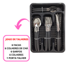 Faqueiro Jogo de Talheres 25 Peças Aço Inox Porta Talher Organizador Faca Colher Garfo Colher de Chá - 3