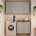 Ver imagem 1 de Kit Área de Serviço com 3 Módulos com Portas Provençais para Lavanderia 100% MDF Cinza/Branco Fendi