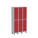 Ver imagem 1 de Armário Locker Guarda Volume Aço Light 6 Portas 103,5x179,5cm Cinza/Vermelho