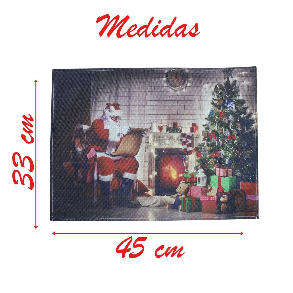 Jogo Americano Estampa Natalina Presentes Papai Noel 2 Peças - 2
