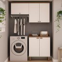 Ver imagem 1 de Kit Área de Serviço com 3 Módulos com Portas Provençais para Lavanderia 100% MDF Branco