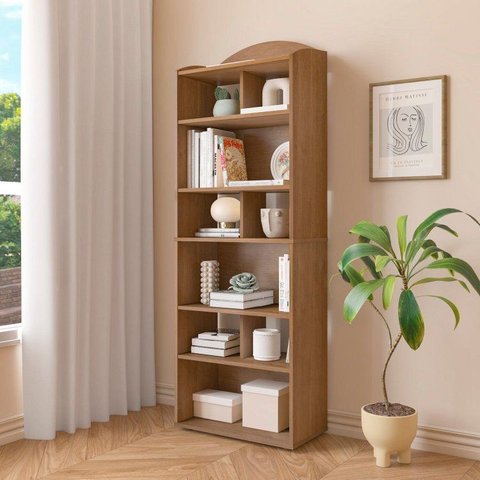 Estante de Livros MDF 57,5CMX166,5cm 10 Nichos Arco Artely Cinamomo