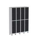 Ver imagem 1 de Armário Locker Guarda Volume Aço Light 8 Portas 138x179,5cm Cinza/Preto
