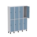 Ver imagem 3 de Armário Locker Guarda Volume Aço Light 8 Portas 138x179,5cm Cinza/Azul Dali