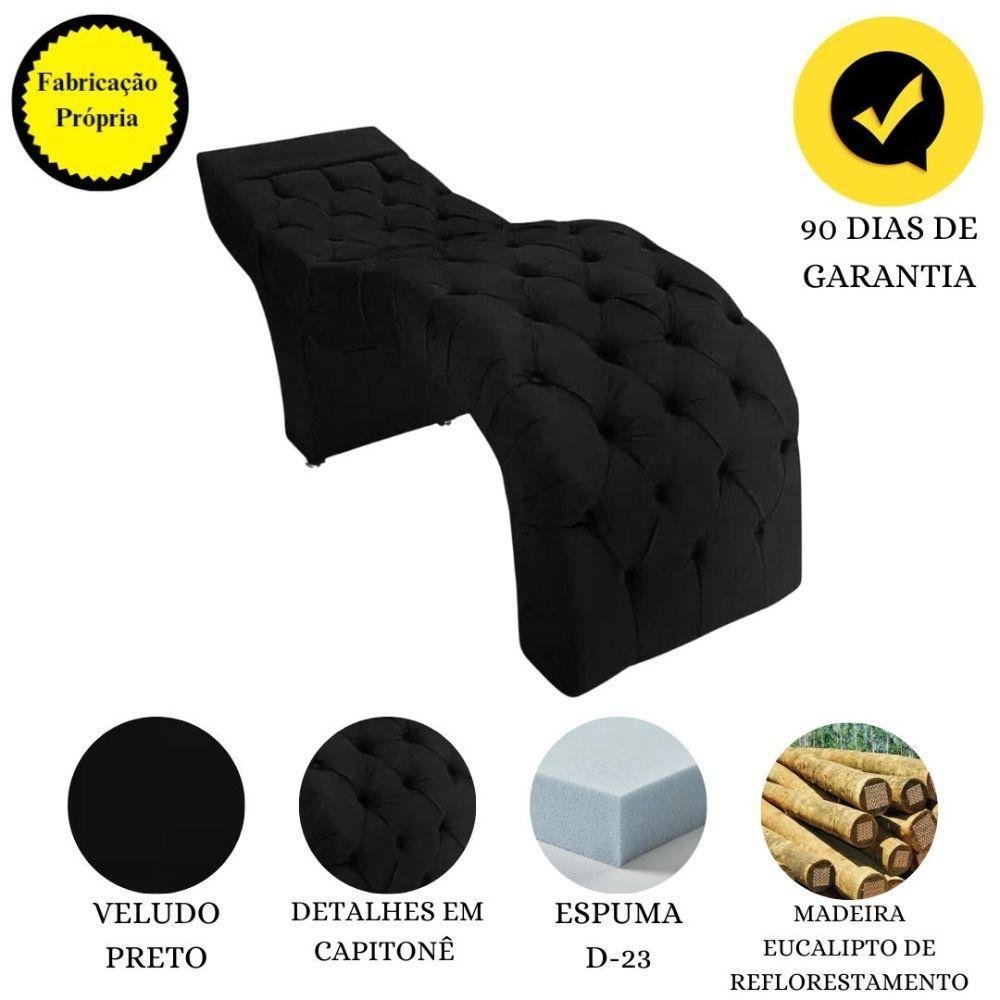 Maca Estofada Estética Cílios Salão Spa Veludo Rebeca Preto - 4