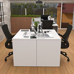 Estação de Trabalho Mesa Plataforma Escritório 1200x600 2 Lugares - 2