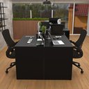 Ver imagem 2 de Estação de Trabalho Mesa Plataforma Escritório 1200x600 2 Lugares Preto
