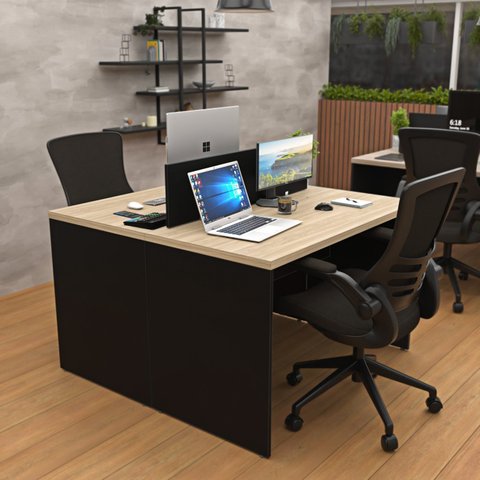 Estação de Trabalho Mesa Plataforma Escritório 1200x600 2 Lugares 