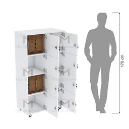 ESCANINHO 8 PORTAS COM RODIZIOS M237.2021.B (COM FECHADURAS) MUNDI MOVEIS - 6
