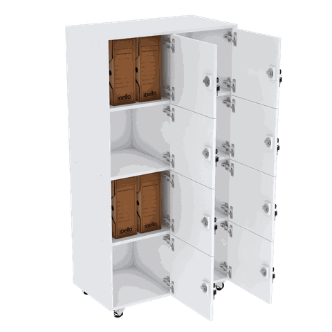 ESCANINHO 8 PORTAS COM RODIZIOS M237.2021.B (COM FECHADURAS) MUNDI MOVEIS