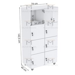 ESCANINHO 8 PORTAS COM RODIZIOS M237.2021.B (COM FECHADURAS) MUNDI MOVEIS - 5