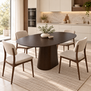 Ver imagem 3 de Mesa de Jantar Ovalada 120x80cm - MDF Tabaco