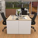 Ver imagem 2 de Estação de Trabalho Mesa Plataforma Escritório 1200x600 2 Lugares Branco