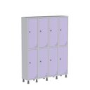 Ver imagem 1 de Armário Locker Guarda Volume Aço Light 8 Portas 138x179,5cm Cinza/Lilás