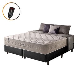 Cama Box King Preta + Colchão Molas Ensacadas Magnético Massageador e Bio Quântico Phoenix 193cm - 1