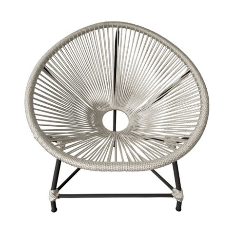 Cadeira Acapulco Corda Náutica Base em Alumínio Premium Preto/areia