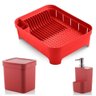 Kit Escorredor Louça Lixeira 2,5L Dispenser Ou - Vermelho - 1