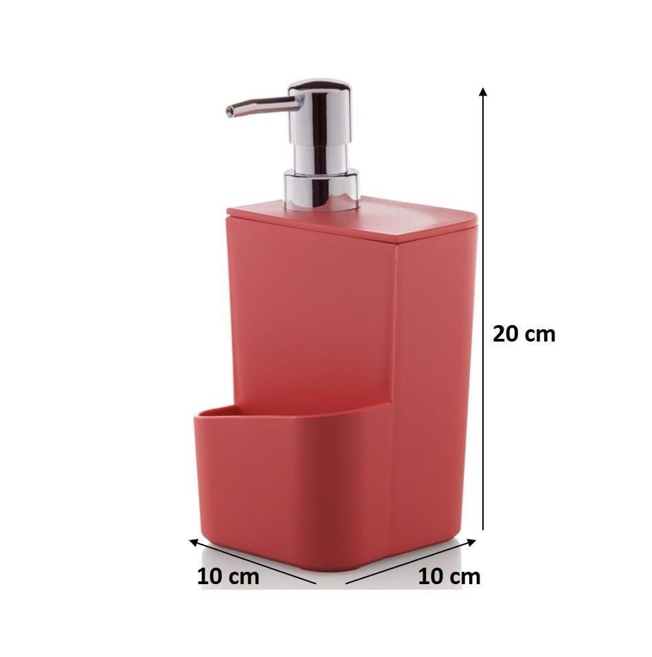 Kit Escorredor Louça Lixeira 2,5L Dispenser Ou - Vermelho - 2
