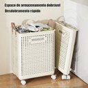 Ver imagem 7 de Cesto Roupa Suja Dobrável com Rodinhas 50cm Organizador Multiuso