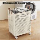 Ver imagem 4 de Cesto Roupa Suja Dobrável com Rodinhas 50cm Organizador Multiuso