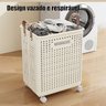 Cesto Roupa Suja Dobrável com Rodinhas 50cm Organizador Multiuso - 4