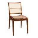 Ver imagem 1 de Cadeira para Mesa de Jantar Leidy 44cm Madeira Maciça | Courino Caramelo - Sallar Home