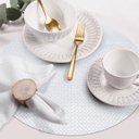 Ver imagem 1 de 8 Jogo Americano Redondo Cestaria Branco Impermeável Pvc