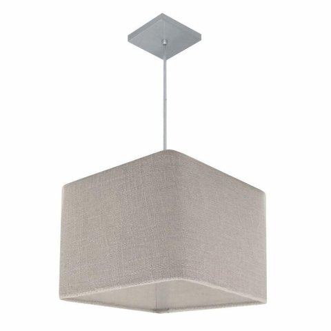 Lustre Pendente Quadrado Vivare Md-4059 Cúpula em Tecido 21/35x35cm - Bivolt Rustico-cinza 127/220v