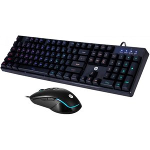 Kit Mouse e Teclado Gamer, Hp Km200, Mouse 6 Botões, Rgb