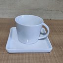 Ver imagem 2 de Xícara de Café Chá de Porcelana Branca 185ml com Pires Quadrado Americana Germer