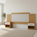 Ver imagem 2 de Cabeceira Casal Dubai Extensível com 2 Criados Cinamomo Off White Formimóveis