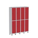 Ver imagem 3 de Armário Locker Guarda Volume Aço Light 8 Portas 138x179,5cm Cinza/Vermelho