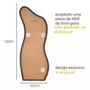 Ver imagem 2 de Espelho Curves Decorativo Orgânico 150x50 para Sala Quarto Banheiro C/ Moldura Couro Ecológico