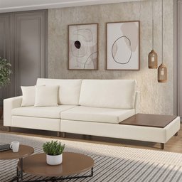 Sofá Living Lotus com Apoio Lateral Direita 2,40m em Linho - 2