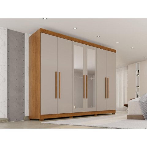 Guarda-Roupa Casal 100% MDF com 6 Portas e 6 Gavetas 274cm Multimóveis Cinamomo/Off White