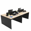 Ver imagem 2 de Estação de Trabalho Mesa Plataforma Escritório 1200x600 4 Lugares Preto/Carvalho