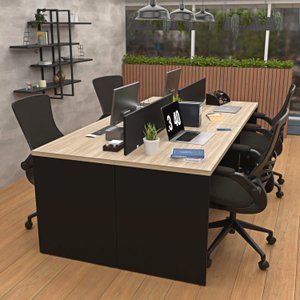 Estação de Trabalho Mesa Plataforma Escritório 1200x600 4 Lugares
