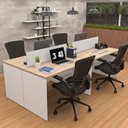 Ver imagem 3 de Estação de Trabalho Mesa Plataforma Escritório 1200x600 4 Lugares